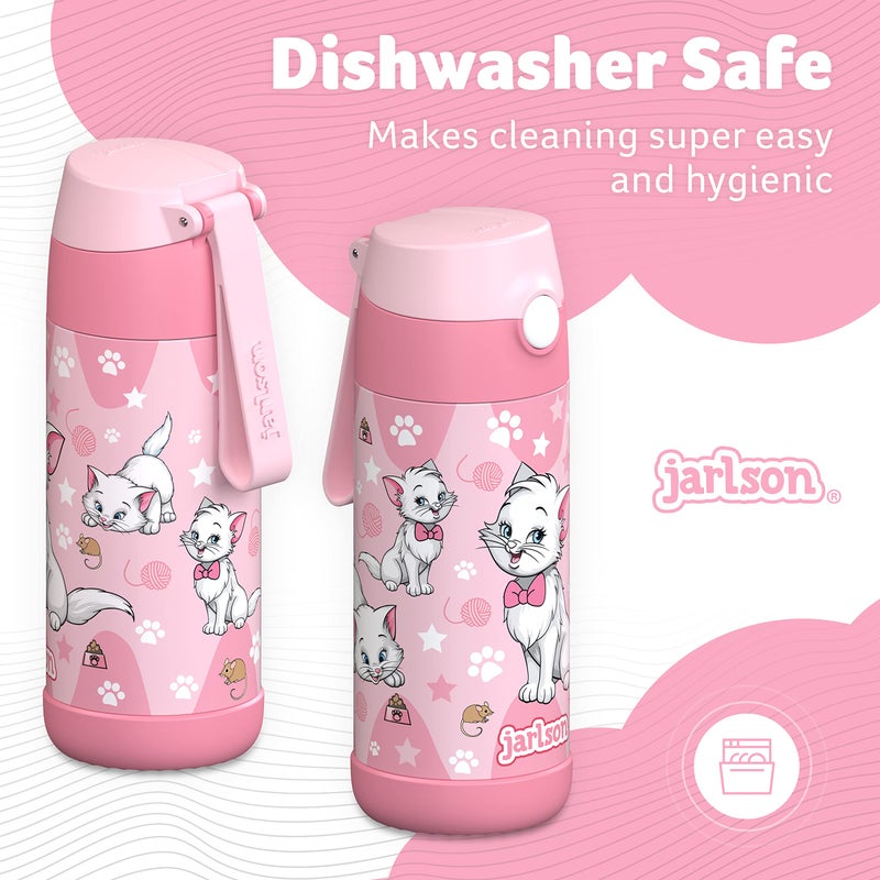 JARLSON kids water bottle with straw - CHARLI - insulated stainless steel water bottle - thermos - girls/boys (Cat 'Star', 12 oz) - Image 4